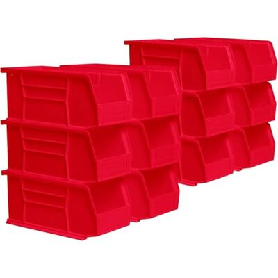 Akro-Mils 30230 AkroBins Plastic Storage Bins, Space-Saving Stackable Bins for Garage, Pantry, Craft Organization, 11-" x 5-" x 5-", Red, 12-Pack Akro-Mils 30230 AkroBins Plastic Storage Bins, Space-Saving Stackable Bins for Garage, Pantry, Craft Organization, 11-" x 5-" x 5-", Red, 12-Pack