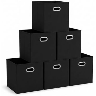 Household Essentials 80-1 hopfällbara tygförvaringskorgar set med 6 förvaringskuber med handtag svart Household Essentials 80-1 hopfällbara tygförvaringskorgar set med 6 förvaringskuber med handtag svart