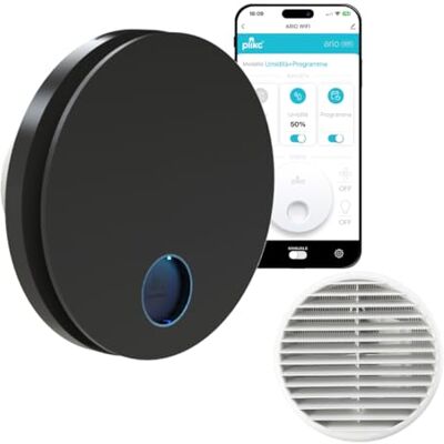 plikc WIFI väggfläkt med axiell frånluftsserie Ario W med fuktsensor och timer – 100% tillverkad i Italien + vägggaller (guld Ø 98, svart) plikc WIFI väggfläkt med axiell frånluftsserie Ario W med fuktsensor och timer – 100% tillverkad i Italien + vägggaller (guld Ø 98, svart)