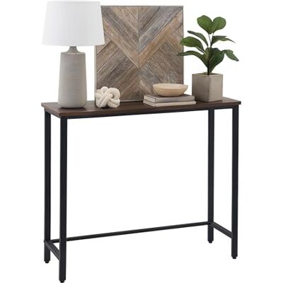 Relaxdays konsolbord, H x B x D: 75 x 75 x 24 cm, industriellt förvaringsbord, hall och vardagsrum, metall och MDF, brun/svart Relaxdays konsolbord, H x B x D: 75 x 75 x 24 cm, industriellt förvaringsbord, hall och vardagsrum, metall och MDF, brun/svart
