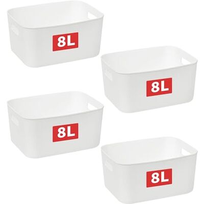 Cetomo 8 L x 4 förvaringskorg, förvaringsbehållare, hushållsarrangörer med handtag för -kök, kontor, bänkskivor, skåp, sovrum och -badrum Cetomo 8 L x 4 förvaringskorg, förvaringsbehållare, hushållsarrangörer med handtag för -kök, kontor, bänkskivor, skåp, sovrum och -badrum