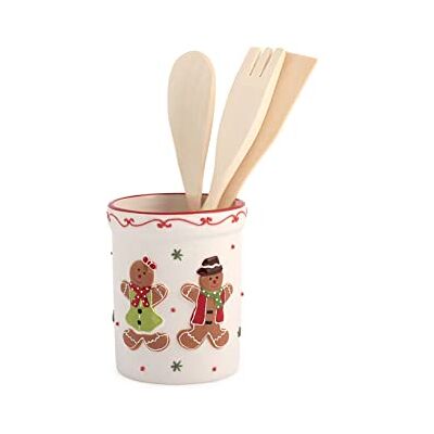 H&H Keramiska pepparkakor skänk dörr med 3 trä slevar H&H Keramiska pepparkakor skänk dörr med 3 trä slevar