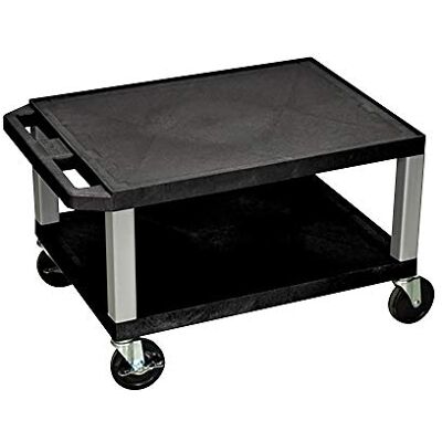 Luxor multifunktionsvagn för ljud- och videor, 40,6 cm hög, med 2 hyllor, svart med spatelben Luxor multifunktionsvagn för ljud- och videor, 40,6 cm hög, med 2 hyllor, svart med spatelben