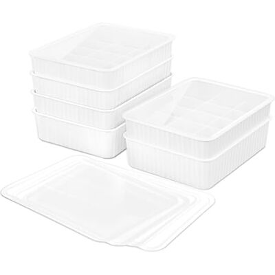 Cetomo 15 fack plastförvaringslåda för underkläder och strumpor med lock, underkläder strumpförvaring, stapelbar lådorganisatör med skiljeväggar, garderobskorg, vit (31 x 24 x 8 cm) Cetomo 15 fack plastförvaringslåda för underkläder och strumpor med lock, underkläder strumpförvaring, stapelbar lådorganisatör med skiljeväggar, garderobskorg, vit (31 x 24 x 8 cm)