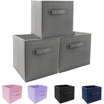 EBIGIC Ministorlek 3-pack kubförvaringskorgar 23 x 19 cm Fabirc hopfällbar garderob leksaksorganisatör hopfällbar duk grå EBIGIC Ministorlek 3-pack kubförvaringskorgar 23 x 19 cm Fabirc hopfällbar garderob leksaksorganisatör hopfällbar duk grå