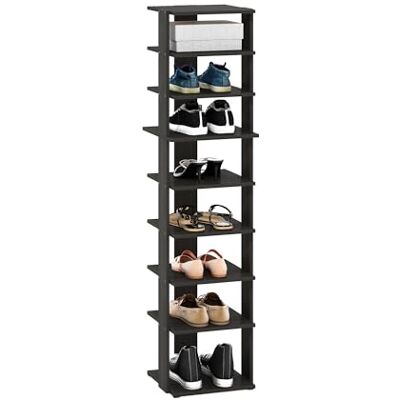 Furinno Kompakt 9-nivåer vertikal platsbesparande fristående skotorn, skohylla för garderob, espresso Furinno Kompakt 9-nivåer vertikal platsbesparande fristående skotorn, skohylla för garderob, espresso