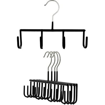 MAWA av Reston Lloyd halkfri platsbesparande stil GH klädhängare för bälten med 4 krokar, set med 5, svart MAWA av Reston Lloyd halkfri platsbesparande stil GH klädhängare för bälten med 4 krokar, set med 5, svart