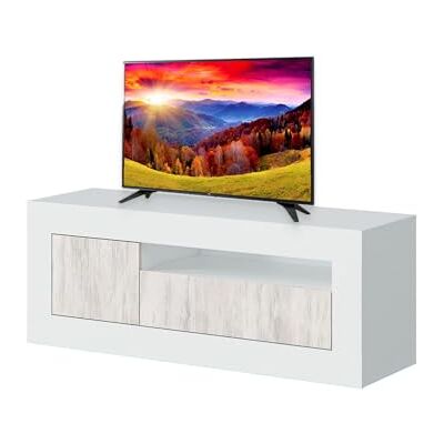 Avilia TV-bänk med TV-bänk med 2 dörrar och förvaringsfack Med inbyggt kabelhål, av MDF, 42 x 139 x 53 cm, vit Avilia TV-bänk med TV-bänk med 2 dörrar och förvaringsfack Med inbyggt kabelhål, av MDF, 42 x 139 x 53 cm, vit