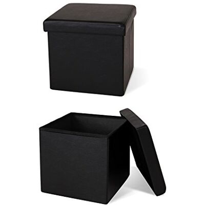 tavora Vikbar sittpall i kubform, smart förvaring i veganskt läderimitation med gott om utrymme, 38x38x38 cm, robust sittplats eller stabil förvaringslåda, maxbelastning 300 kg, svart tavora Vikbar sittpall i kubform, smart förvaring i veganskt läderimitation med gott om utrymme, 38x38x38 cm, robust sittplats eller stabil förvaringslåda, maxbelastning 300 kg, svart
