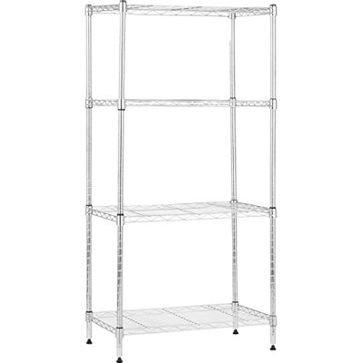 Amazon Basics Smal förvaringsenhet med 4 höjdjusterbara hyllor och nivelleringsfötter, 363 kg maxvikt, krom, 34 cm D x 58,9 cm B x 121,9 cm H Amazon Basics Smal förvaringsenhet med 4 höjdjusterbara hyllor och nivelleringsfötter, 363 kg maxvikt, krom, 34 cm D x 58,9 cm B x 121,9 cm H