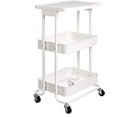 Amazon Basics - 2Tier Metal Kitchen Utility Cart - Vit Amazon Basics - 2Tier Metal Kitchen Utility Cart - Vit