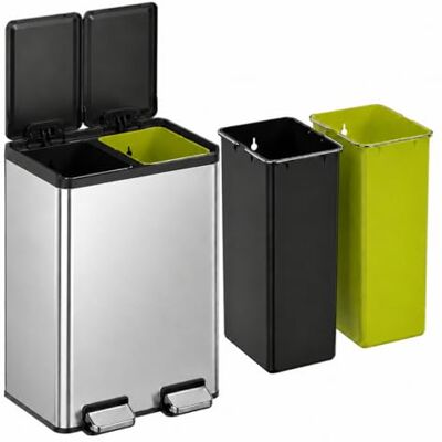 EKO Köksbehållare 20 l + 20 l 2 viktiga fack Återvinningsbehållare i rostfritt stål med pedal, mjuk stängning, kompakt och funktionell design för modernt kök EKO Köksbehållare 20 l + 20 l 2 viktiga fack Återvinningsbehållare i rostfritt stål med pedal, mjuk stängning, kompakt och funktionell design för modernt kök