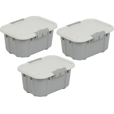 Essential Foods Universal förvaringsbehållare med lock VELUR, uppsättning av 3, storlek 8 l, BPA-fri plast PP, ljusgrå Essential Foods Universal förvaringsbehållare med lock VELUR, uppsättning av 3, storlek 8 l, BPA-fri plast PP, ljusgrå