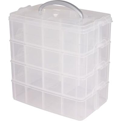 Rayher förvaringslåda, sorteringslåda med bärhandtag, 4 nivåer, 23,1 x 15,6 cm, höjd 24,7 cm, plast, klar, perfekt för prydnadssaker, leksaker, verktyg, sybehör, DIY-material, 47002000 Rayher förvaringslåda, sorteringslåda med bärhandtag, 4 nivåer, 23,1 x 15,6 cm, höjd 24,7 cm, plast, klar, perfekt för prydnadssaker, leksaker, verktyg, sybehör, DIY-material, 47002000