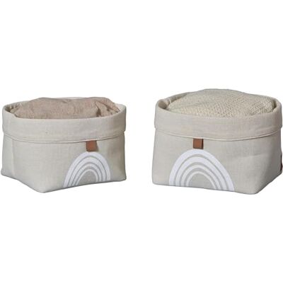LOVE !T STORE !T LOVE IT STORE IT – set med 2 förvaringskorgar i tyg – för barnrum och badrum – regnbågsmönster – beige LOVE !T STORE !T LOVE IT STORE IT – set med 2 förvaringskorgar i tyg – för barnrum och badrum – regnbågsmönster – beige