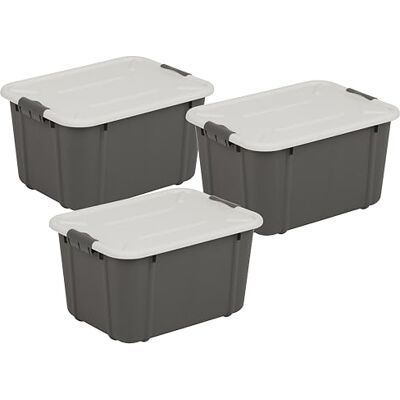 Essential Foods Universal förvaringsbehållare med lock VELUR, uppsättning av 3, storlek 16 l, BPA-fri plast PP, mörkgrå Essential Foods Universal förvaringsbehållare med lock VELUR, uppsättning av 3, storlek 16 l, BPA-fri plast PP, mörkgrå