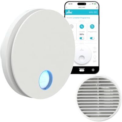 plikc WIFI väggfläkt med axiell frånluftsserie Ario W med fuktsensor och timer – 100% tillverkad i Italien + vägggaller (guld Ø 98, vit) plikc WIFI väggfläkt med axiell frånluftsserie Ario W med fuktsensor och timer – 100% tillverkad i Italien + vägggaller (guld Ø 98, vit)