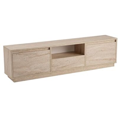 Hanah Home Snygg och robust TV-stativ, travertine, 160 x 42 x 18 Tillverkad av 100% melaminbelagda partikelbräda, tjocklek: 18 mm Perfekt för moderna hemmakontor och studierum, elegant och funktionell Hanah Home Snygg och robust TV-stativ, travertine, 160 x 42 x 18 Tillverkad av 100% melaminbelagda partikelbräda, tjocklek: 18 mm Perfekt för moderna hemmakontor och studierum, elegant och funktionell