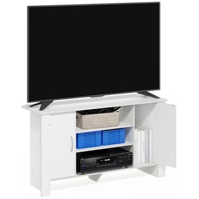 Furinno TV-stativ nöjescenter, konstruerat trä, vit, 14,21 (D) x 57,91 (B) x 34,29 (H) cm Furinno TV-stativ nöjescenter, konstruerat trä, vit, 14,21 (D) x 57,91 (B) x 34,29 (H) cm