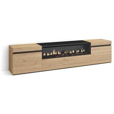 Skraut Home TV-skåp TV Vardagsrumsmöbler, förvaring 200x45x35cm för TV upp till 80" LED elektrisk spis Modern stil Ek och svart Skraut Home TV-skåp TV Vardagsrumsmöbler, förvaring 200x45x35cm för TV upp till 80" LED elektrisk spis Modern stil Ek och svart