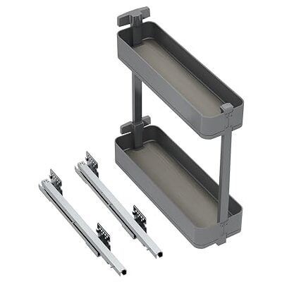 Emuca Utdragbar sidoflaskhållare, mjukstängning, M200, H70, Antracitgrå Emuca Utdragbar sidoflaskhållare, mjukstängning, M200, H70, Antracitgrå