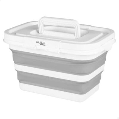 AKTIVE Hopfällbar korg 7 liter, rektangulärt format, 34 x 25 x 20 cm, med lock och säkerhetslås, kompakt vikning, BPA-fri, bärbar förvaringslåda (63112) AKTIVE Hopfällbar korg 7 liter, rektangulärt format, 34 x 25 x 20 cm, med lock och säkerhetslås, kompakt vikning, BPA-fri, bärbar förvaringslåda (63112)
