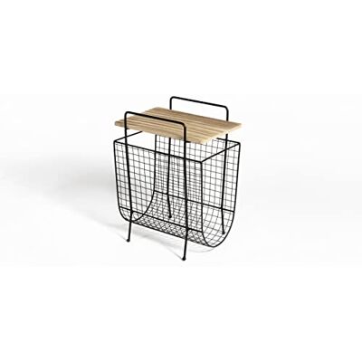 LIFA LIVING Svart metall- och MDF-bord med tidningshållare - Bord LIFA LIVING Svart metall- och MDF-bord med tidningshållare - Bord