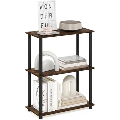 Furinno Turn-N-Tube 3-nivåer kompakt mångsidig hylla displayställ, bärnsten tall/svart Furinno Turn-N-Tube 3-nivåer kompakt mångsidig hylla displayställ, bärnsten tall/svart