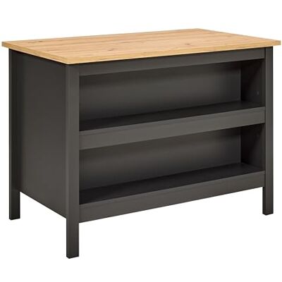 Inter Link – köksö – mellanö – bänkskiva – köksskåp med hyllor – melaminbelagd – längd 124 cm – höjd 82 cm – djup 75 cm – Nellina – antracit/ek artisan Inter Link – köksö – mellanö – bänkskiva – köksskåp med hyllor – melaminbelagd – längd 124 cm – höjd 82 cm – djup 75 cm – Nellina – antracit/ek artisan
