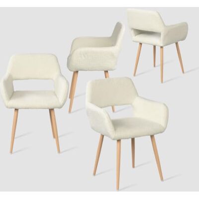 MEUBLE COSY Set med 4 skandinaviska matsalsstolar vadderad sittstol i ögla metallben för kök, vardagsrum, sovrum, beige, 56 x 56 x 78 cm MEUBLE COSY Set med 4 skandinaviska matsalsstolar vadderad sittstol i ögla metallben för kök, vardagsrum, sovrum, beige, 56 x 56 x 78 cm