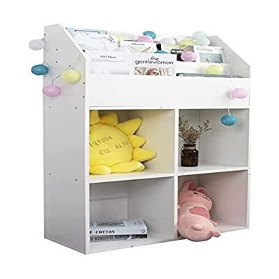 BAKAJI Bokhylla för barnrum träram hylla med hyllor för leksaker böcker och tidskrifter Modern design Barnrumsinredning Vit (114 X 72 X 31 CM) BAKAJI Bokhylla för barnrum träram hylla med hyllor för leksaker böcker och tidskrifter Modern design Barnrumsinredning Vit (114 X 72 X 31 CM)