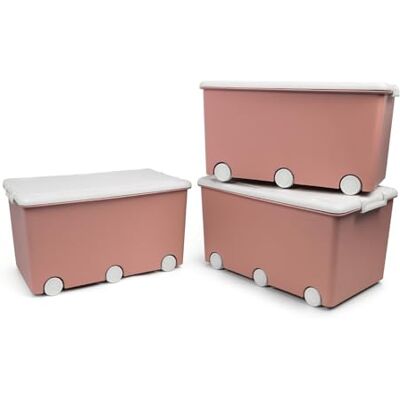 Thermobaby Förvaringslåda PLAYBOX MAXI 42 L Set med 3 förvaringslådor plastförvaringslåda med lock stängningsklämmor handtag stapelbar rosa Thermobaby Förvaringslåda PLAYBOX MAXI 42 L Set med 3 förvaringslådor plastförvaringslåda med lock stängningsklämmor handtag stapelbar rosa