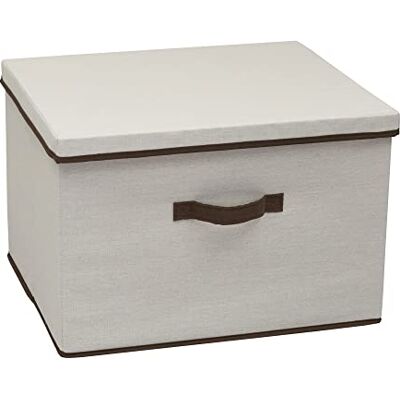 Household Essentials bred tygförvaringsfack med lock, 47 cm B x 38 cm D, bred – 47 cm, naturlig och brun Household Essentials bred tygförvaringsfack med lock, 47 cm B x 38 cm D, bred – 47 cm, naturlig och brun