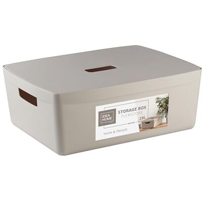IDEA HOME Förvaringslåda, plastförvaring, låda, korgar, förvaring, plastlåda för badrum, hylla med lock 19 l IDEA HOME Förvaringslåda, plastförvaring, låda, korgar, förvaring, plastlåda för badrum, hylla med lock 19 l