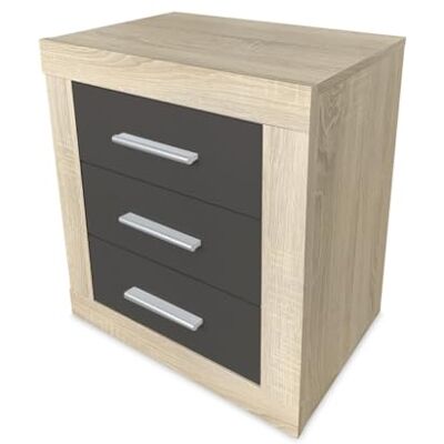 mattfy Cambria och grafit Nattbord nordisk stil Victoria med 3 lådor Praktisk och elegant design färger, trä, 50 cm (Bredd) x 60,5 cm (höjd) x 34,5 cm (botten) mattfy Cambria och grafit Nattbord nordisk stil Victoria med 3 lådor Praktisk och elegant design färger, trä, 50 cm (Bredd) x 60,5 cm (höjd) x 34,5 cm (botten)