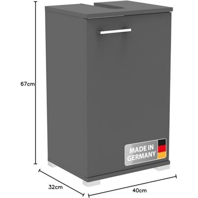 FACKELMANN Easy tvättställsunderskåp i antracit – 40 cm brett, flexibelt dörrstopp, modern design och praktiskt förvaringsutrymme, inklusive fötter – Made in Germany FACKELMANN Easy tvättställsunderskåp i antracit – 40 cm brett, flexibelt dörrstopp, modern design och praktiskt förvaringsutrymme, inklusive fötter – Made in Germany