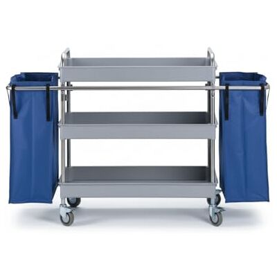 Jofel AL50150 – Rumsflickvagn metall 3 stora hyllor och 2 säckar Jofel AL50150 – Rumsflickvagn metall 3 stora hyllor och 2 säckar