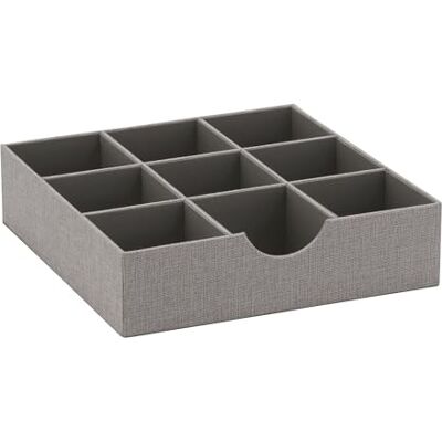 Household Essentials 728-1 djup 9 sektionslåda för förvaring 30 cm x 8 cm Grå, tyg Household Essentials 728-1 djup 9 sektionslåda för förvaring 30 cm x 8 cm Grå, tyg
