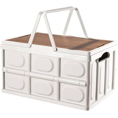 WELL HOME MOBILIARIO & DECORACIÓN Well Home Vit hopfällbar förvaringslåda med lock av träimitation 42,5 x 30 x 24 cm WELL HOME MOBILIARIO & DECORACIÓN Well Home Vit hopfällbar förvaringslåda med lock av träimitation 42,5 x 30 x 24 cm