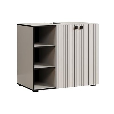 trendteam smart living – PureBliss – tvättställsunderskåp – Kashmir ljusgrå – spårutseende – 3 öppna fack + 1 hylla – (B x H x D) 90 x 79 x 53 cm – ädla metallhandtag trendteam smart living – PureBliss – tvättställsunderskåp – Kashmir ljusgrå – spårutseende – 3 öppna fack + 1 hylla – (B x H x D) 90 x 79 x 53 cm – ädla metallhandtag