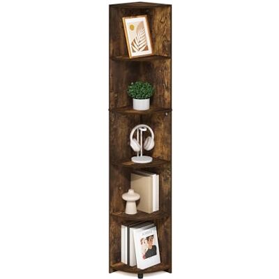 Furinno Econ 5-nivåers hörnhylla bokhylla, bokhylla, bärnsten tall Furinno Econ 5-nivåers hörnhylla bokhylla, bokhylla, bärnsten tall
