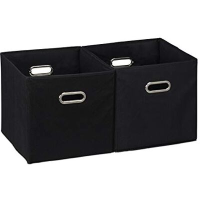 Relaxdays förvaringsbox set med 2, inga lock, med handtag, vikbar, fyrkantiga hyllfack, 30 x 30 x 30 cm, svart, polyester Relaxdays förvaringsbox set med 2, inga lock, med handtag, vikbar, fyrkantiga hyllfack, 30 x 30 x 30 cm, svart, polyester