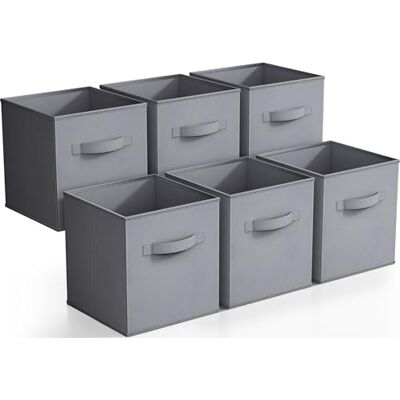 Sorbus vikbar förvaringskubkorg (6-pack) grå Sorbus vikbar förvaringskubkorg (6-pack) grå
