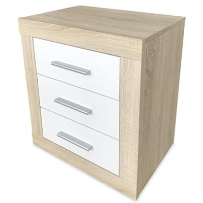 mattfy Cambria och vit nattduksbord nordisk stil Victoria med 3 lådor Praktisk och elegant design färger, trä, 50 cm (Bredd) x 60,5 cm (höjd) x 34,5 cm (botten) mattfy Cambria och vit nattduksbord nordisk stil Victoria med 3 lådor Praktisk och elegant design färger, trä, 50 cm (Bredd) x 60,5 cm (höjd) x 34,5 cm (botten)