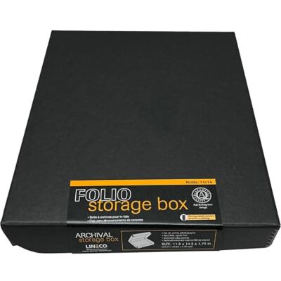 Lineco Folio-förvaringslåda. Arkivlåda med clamshell-design och metallförstärkta kanter, 27,9 x 35,6 x 4,5 cm, svart – långvarig förvaring och organisering av foton, dokument, pyssel, kort, magasin Lineco Folio-förvaringslåda. Arkivlåda med clamshell-design och metallförstärkta kanter, 27,9 x 35,6 x 4,5 cm, svart – långvarig förvaring och organisering av foton, dokument, pyssel, kort, magasin