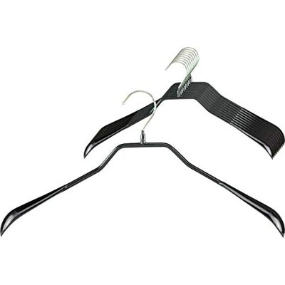 MAWA Klädhängare, 10 stycken, kroppsformade metallgalgar för jackor, rockar, kavaj och jackor, 360° vridbar krok, högkvalitativ halkfri beläggning, 42 cm bred, svart MAWA Klädhängare, 10 stycken, kroppsformade metallgalgar för jackor, rockar, kavaj och jackor, 360° vridbar krok, högkvalitativ halkfri beläggning, 42 cm bred, svart