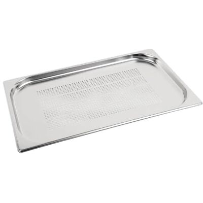 NISBETS Vogue 12923 rostfritt stål perforerad 1/1 gastronormpanna 20 mm djup matbehållare, silver NISBETS Vogue 12923 rostfritt stål perforerad 1/1 gastronormpanna 20 mm djup matbehållare, silver