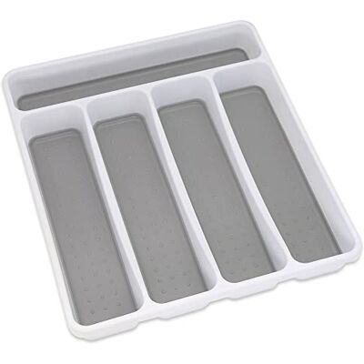 Addis Premium mjuk touch 5 fack kök bestick låda redskap organiseringsbricka, vit och grå nya 5 sektioner Addis Premium mjuk touch 5 fack kök bestick låda redskap organiseringsbricka, vit och grå nya 5 sektioner