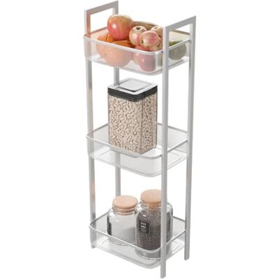 Amig Multifunktionellt organiseringsskåp 3-våningskorgar Vitt stål Köksförvaring för burkar, grönsaker eller frukt Mått: 33 x 25 x 85 cm Amig Multifunktionellt organiseringsskåp 3-våningskorgar Vitt stål Köksförvaring för burkar, grönsaker eller frukt Mått: 33 x 25 x 85 cm