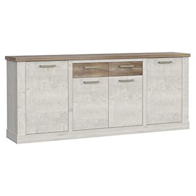 Forte Fortte Duro byrå med 4 dörrar och 2 lådor, träbaserade material, furu vit och antikek, 212,8 x 90,3 x 41,3 cm Forte Fortte Duro byrå med 4 dörrar och 2 lådor, träbaserade material, furu vit och antikek, 212,8 x 90,3 x 41,3 cm